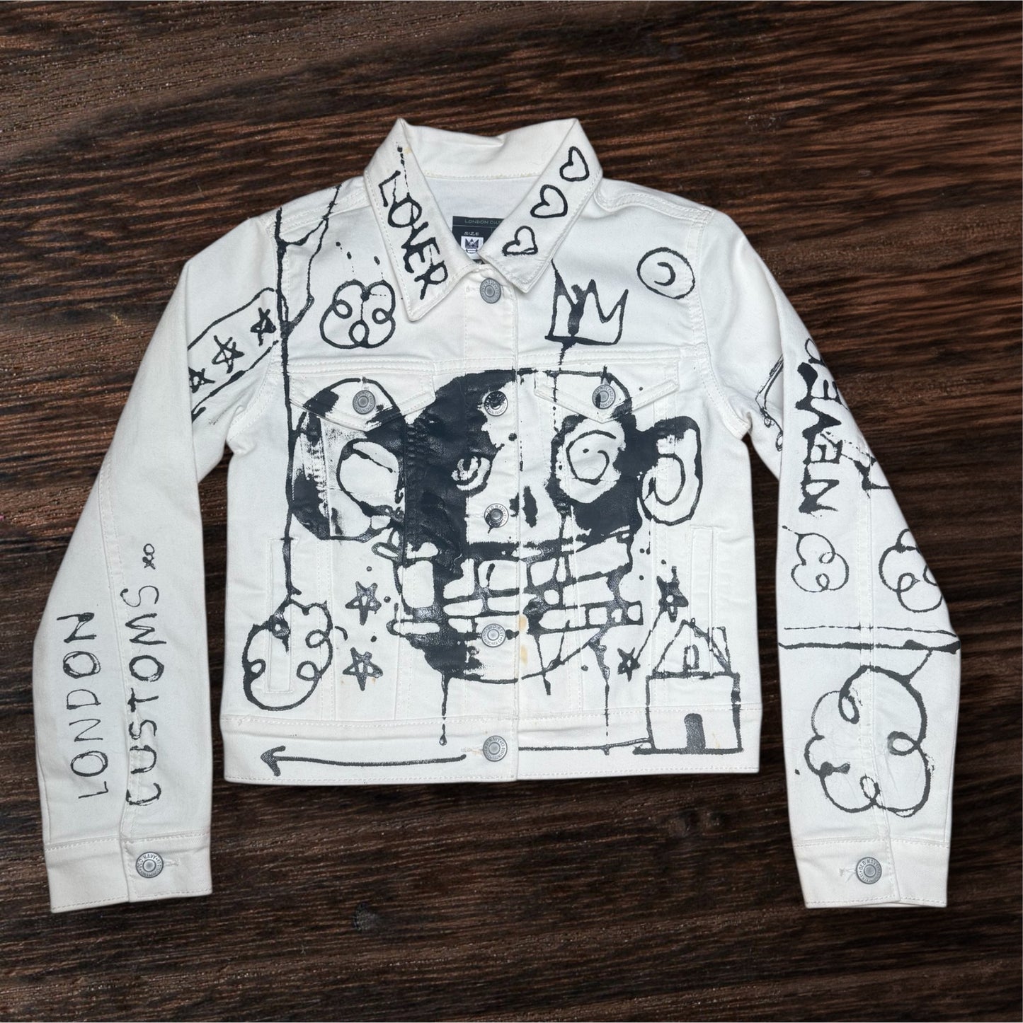 Custom hand painted 1 of 1 Kids “Arcane” Jacket