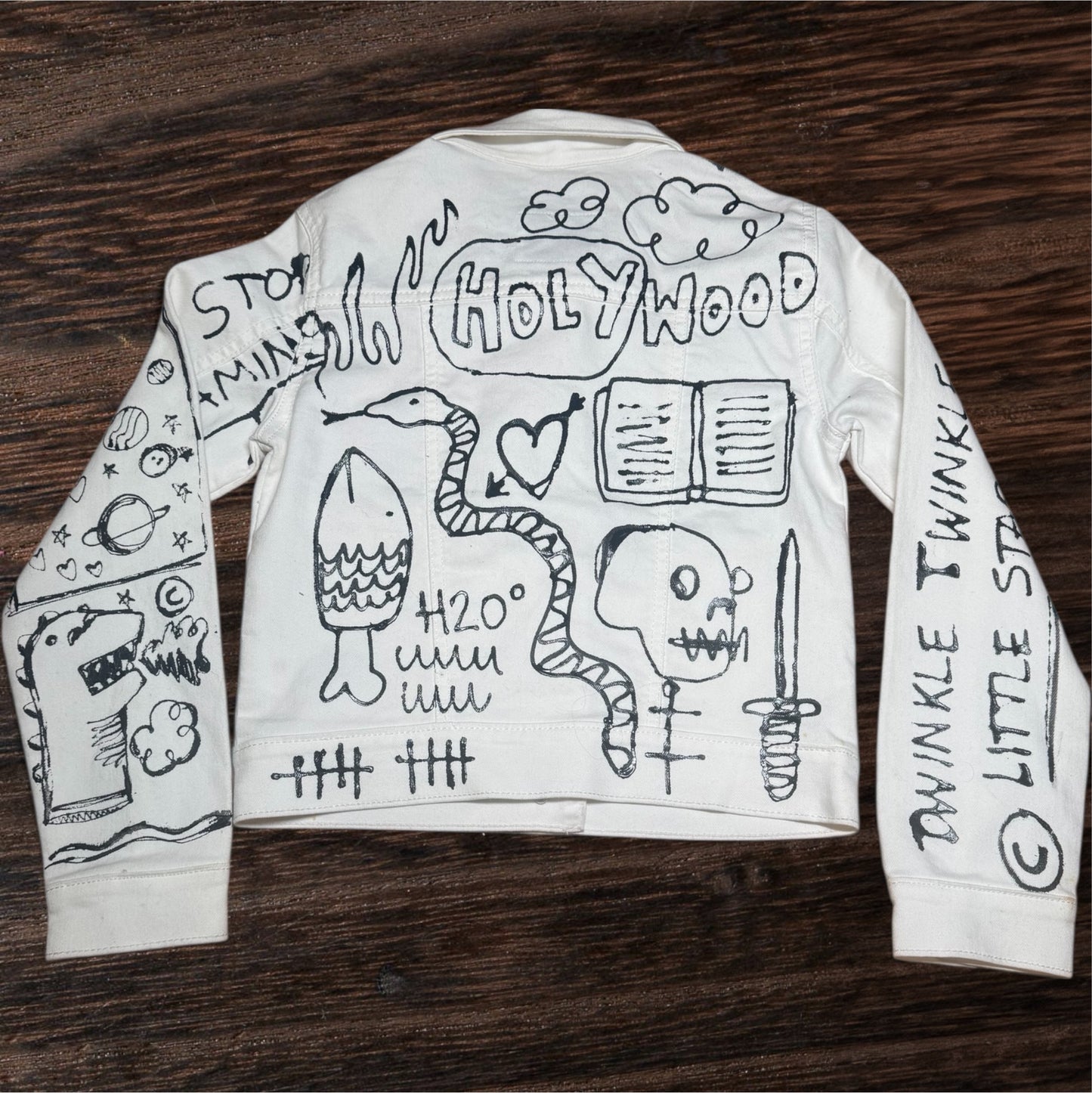 Custom hand painted 1 of 1 Kids “Arcane” Jacket