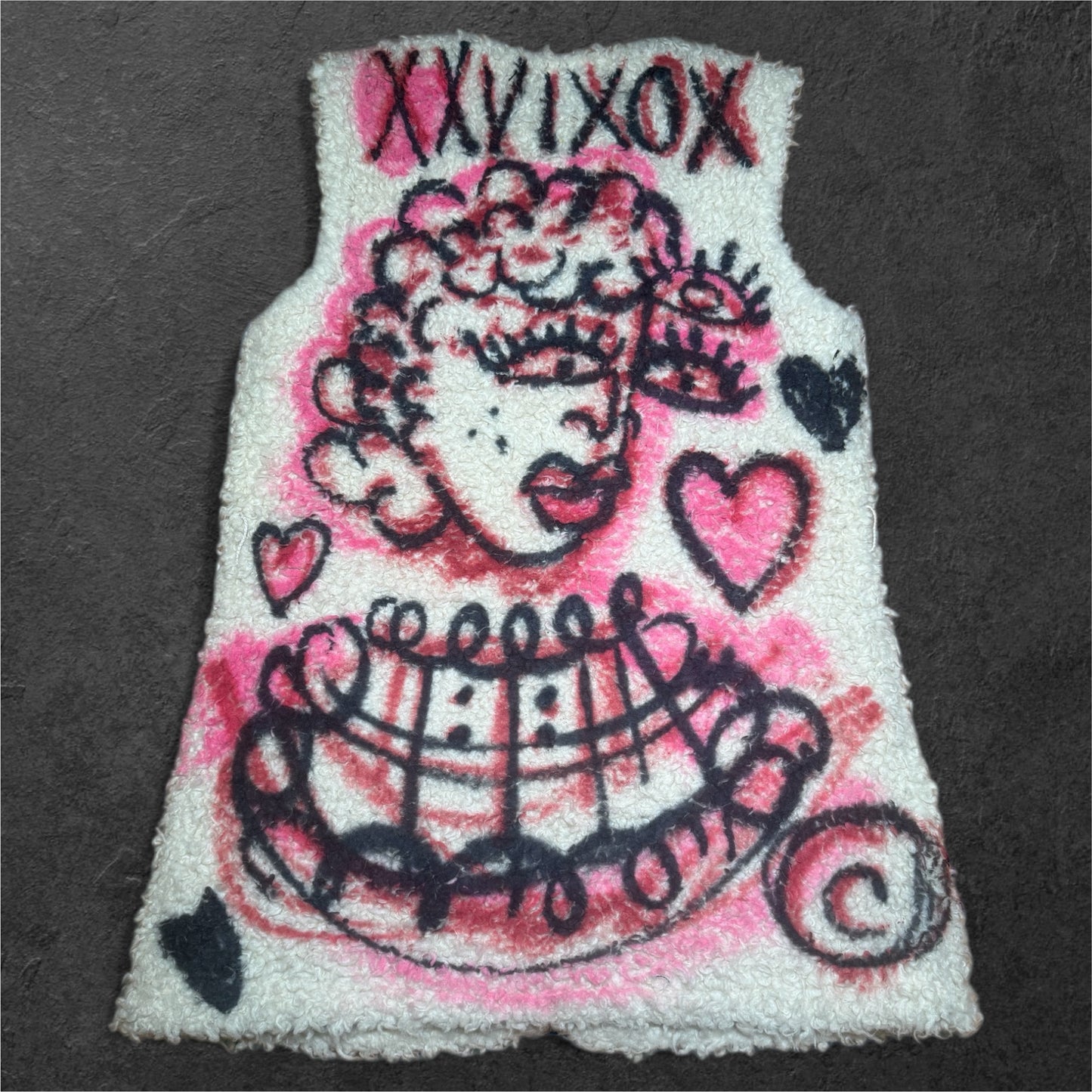 Custom hand painted 1 of 1 Sherpa vest